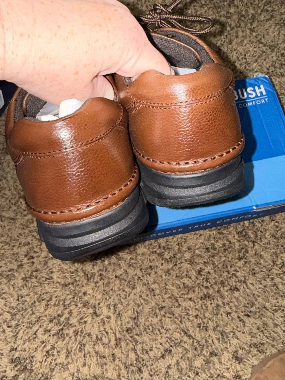Nunn Bush Mens 12 W Cameron Genuine Leather Comfort Gel Brown  Lace Up Shoes NIB